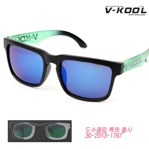 [V-KOOL] VK-1995 편광안경 블랙투명그린 (도수클립포함)