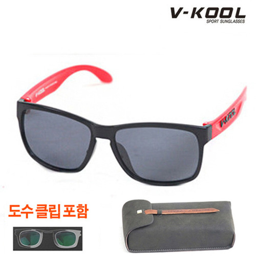 [V-KOOL] VK-1997 편광안경 블랙레드 (도수클립포함)